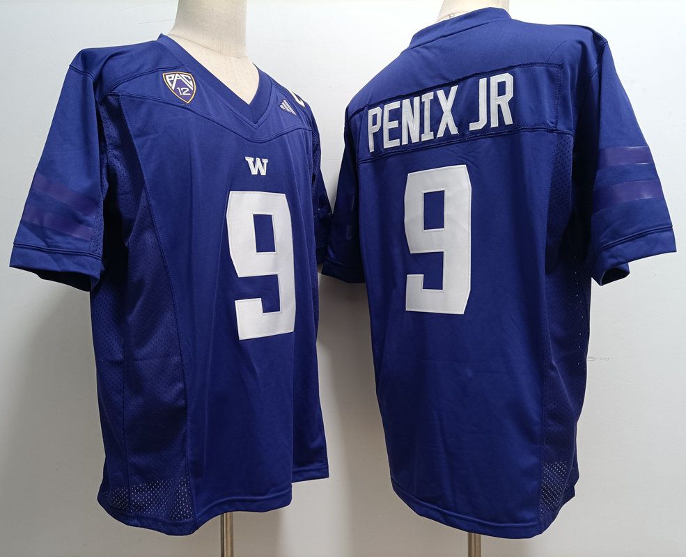 Men Washington Huskies #9 Penix jr Blue NCAA Jersey->ncaa teams->NCAA Jersey